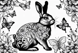 bunny with butterflies tattoo idea