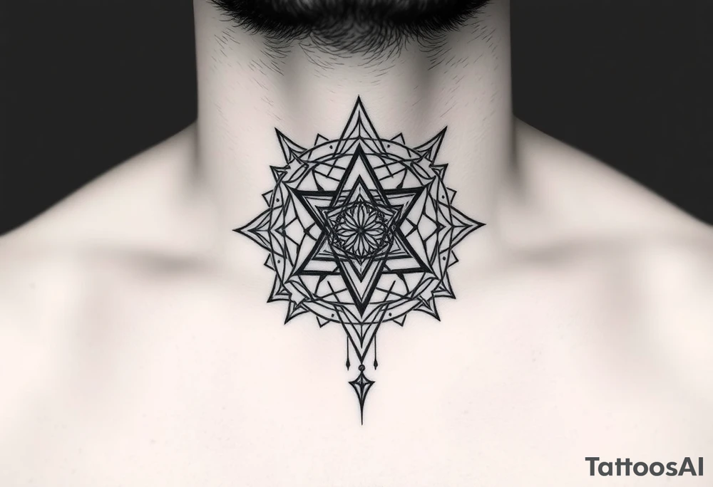 multiple layers of sacred geometry, on the throat and neck tattoo idea