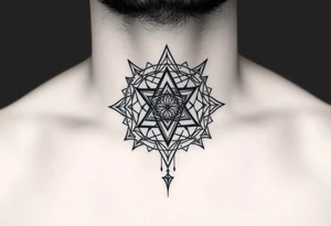 multiple layers of sacred geometry, on the throat and neck tattoo idea