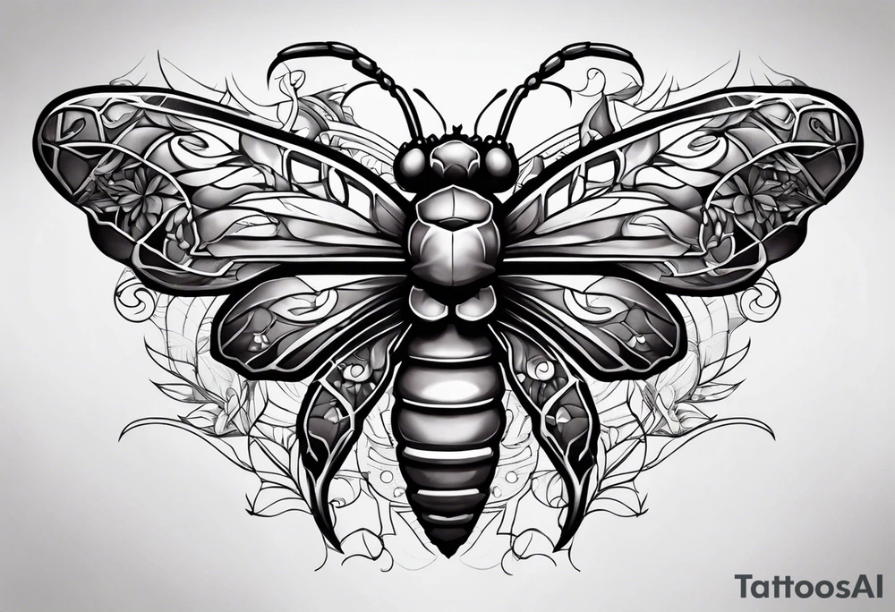 Large scorpions and butterflies tattoo idea