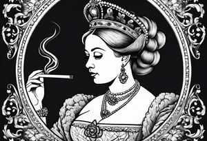 Queen Victoria smoking cigarette tattoo idea