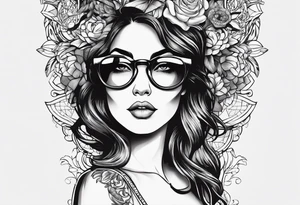 Life finds a way saying add glasses to woman tattoo idea