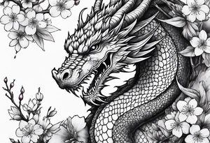 dragon with cherry blossom tattoo idea