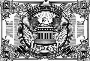 America 1776 united we stand in God we trust tattoo idea