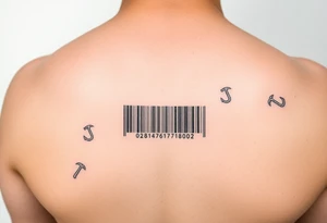 "Microrealism tattoo: barcode made of tiny hammers and sickles. Looks normal from afar, reveals details up close. 1cm height, forearm length." tattoo idea