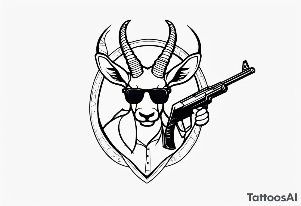 capricorn with sunglasses and shotgun tattoo idea