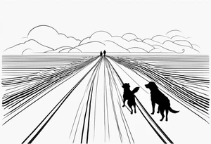 the tracks of four people and one small dog go parallel. one day only the tracks of three people and a dog remain tattoo idea