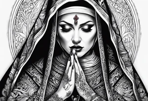 nun with nails in her eyes tattoo idea
