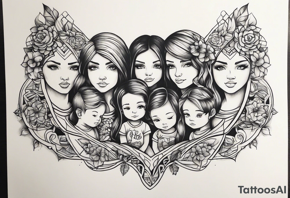 Unbreakable bond, family of five tattoo idea