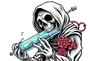 Syringe full of meth potion makes reaper powerful tattoo idea