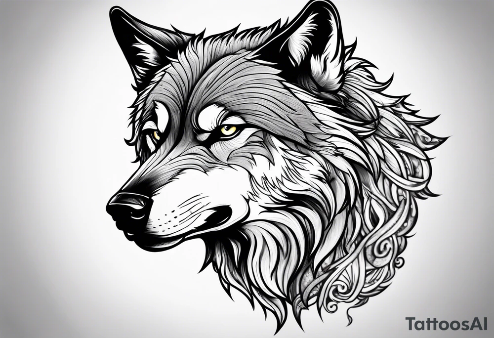Mean wolf tattoo idea