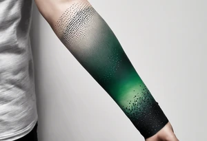 abstract, green and black, covered from wrist to forearm, fully covered, no borders, blackwork tattoo idea