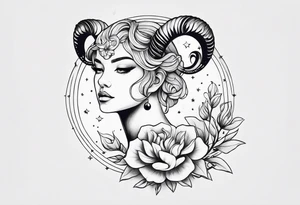 Dainty constellation aries line work tattoo idea