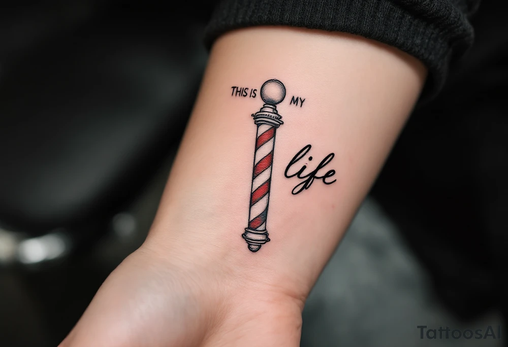 Barber pole 
           THIS IS MY LIFE tattoo idea