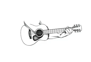 Line traditional American acoustic guitar tattoo idea