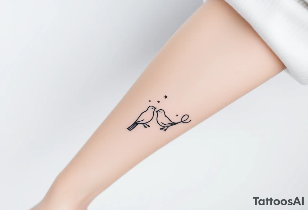 two birds sitting, stars and infinite theme couples tattoo tattoo idea