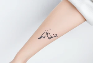 two birds sitting, stars and infinite theme couples tattoo tattoo idea