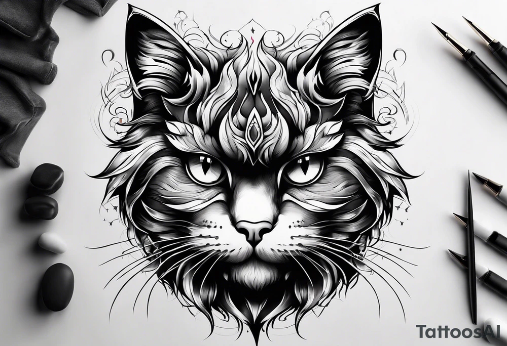 angry cat tattoo idea