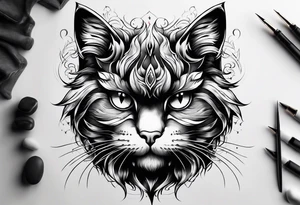 angry cat tattoo idea