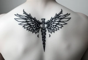 Gothic emo thorns Caduceus tattoo but keep it simple make cool wings smaller tattoo idea