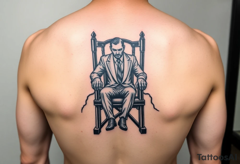 powerful man in an electric chair tattoo idea