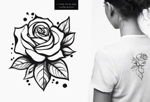 Create a back tattoo with rose petals and the quote “I took the one less traveled by and it had made all the difference” tattoo idea