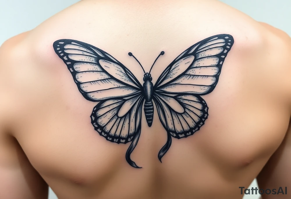 ethereal butterfly with flowing silk ribbons in moonlight tattoo idea ethereal butterfly with flowing silk ribbons in moonlight tattoo idea