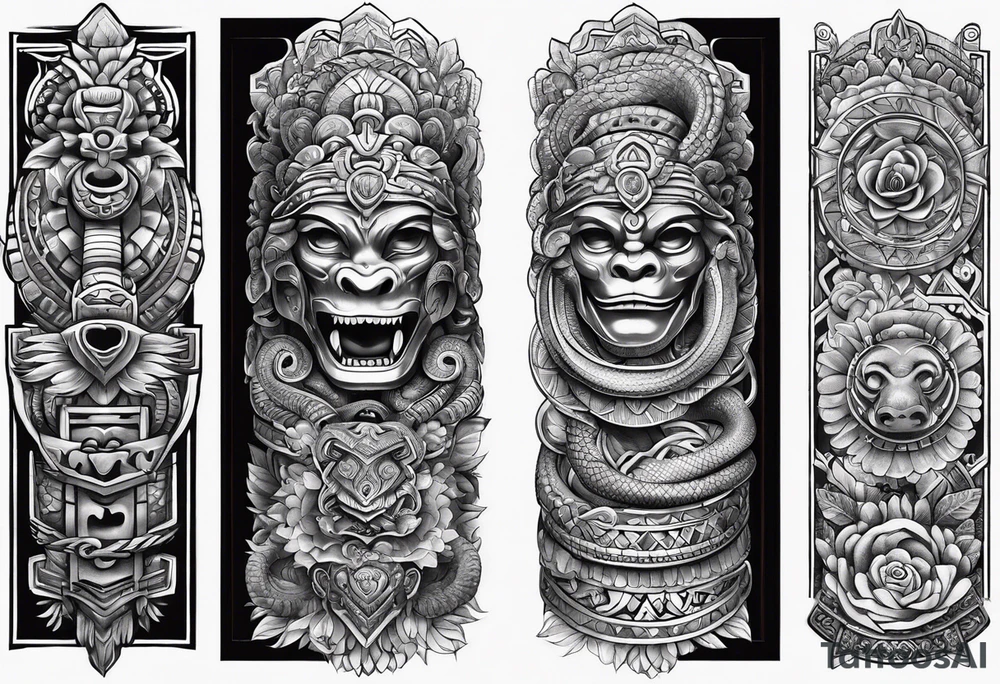 aztec kukulkan snake sleeve tattoo idea