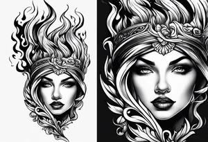 Flaming torch melting into water tattoo idea
