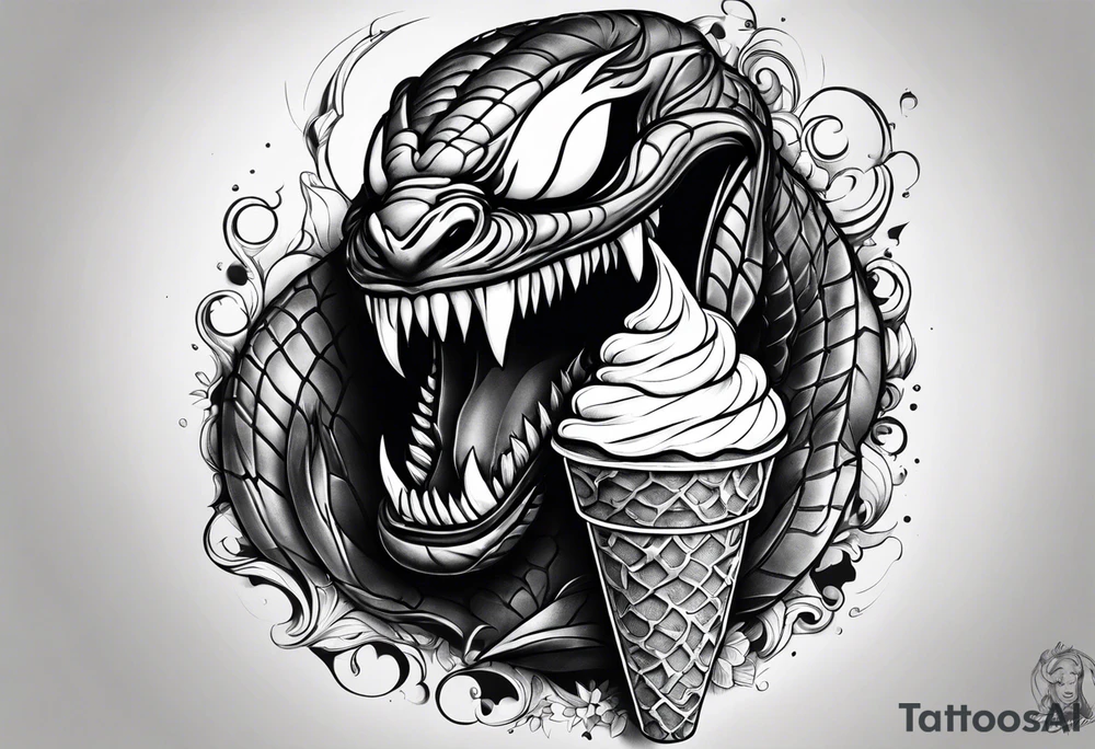 Venom eating ice cream cone tattoo idea