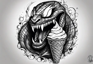 Venom eating ice cream cone tattoo idea