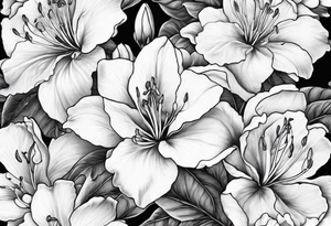 Azaleas with buds along branch tattoo idea