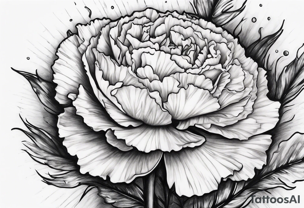Carnation with moon behind it tattoo idea