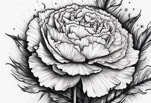 Carnation with moon behind it tattoo idea