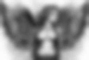 angry angel in black standing tattoo idea