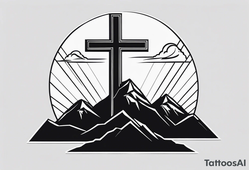 Cross on top if a mountain tattoo idea