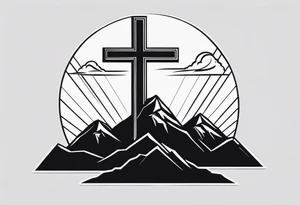 Cross on top if a mountain tattoo idea