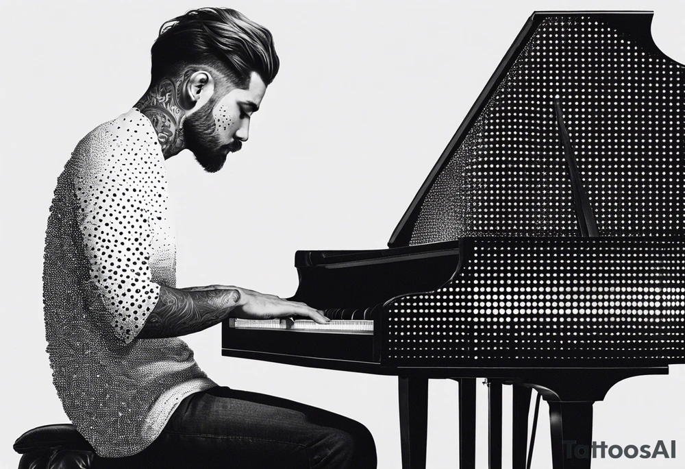 man playing the piano tattoo idea