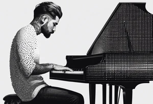 man playing the piano tattoo idea