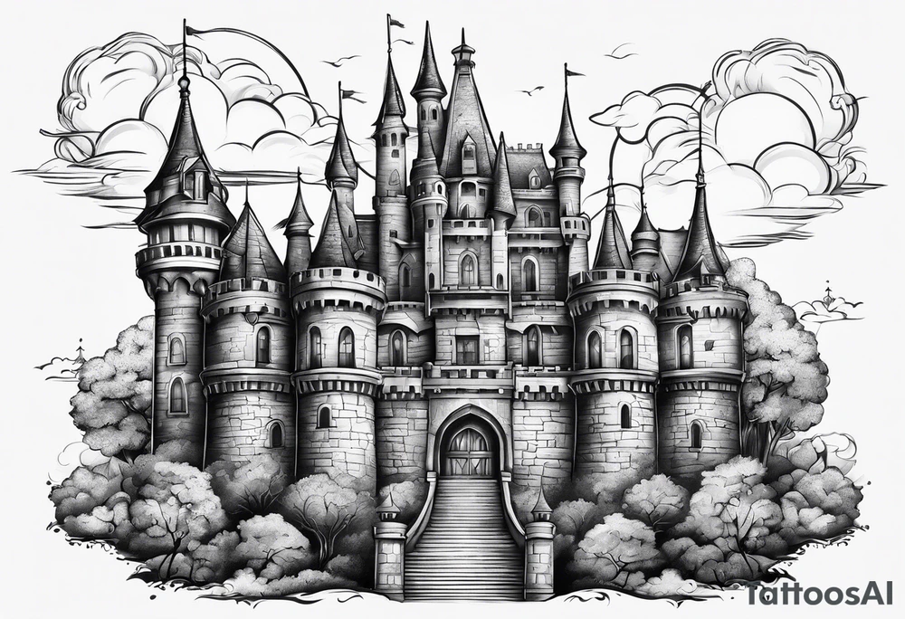tall castle tattoo idea