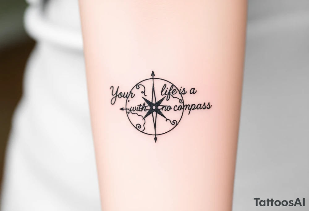 Your life is a map with no compass tattoo idea