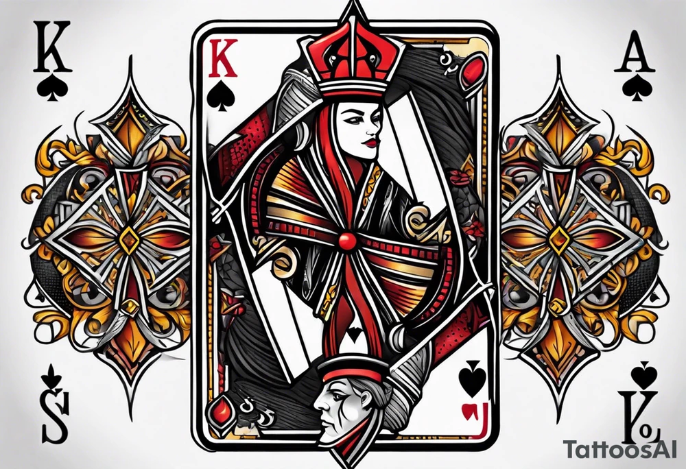 King, queen of spades cards tattoo idea
