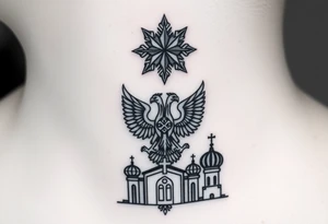 Top: Russian star 
Middle: russian double-headed eagle coat of arms
Bottom: Orthodox church dome with a cross tattoo idea
