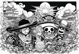 One Piece Shirohige and StrawHats flag tattoo idea