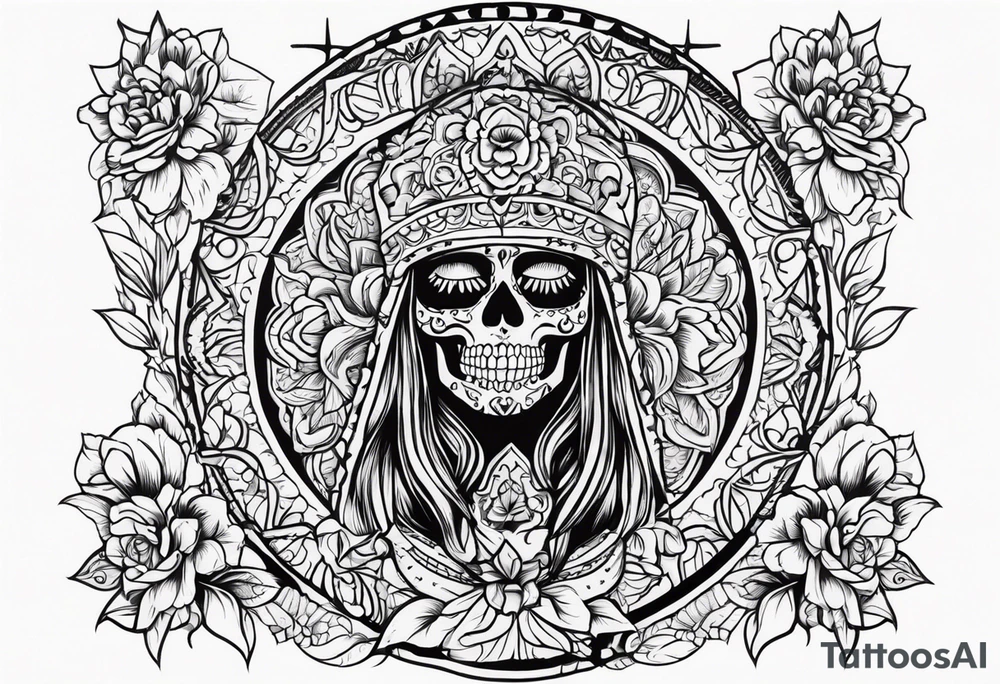 mexican style santa muerte tattoo for shoulder tattoo idea