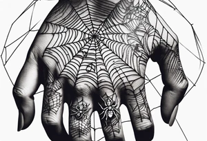Skeleton hand with spider web tattoo idea