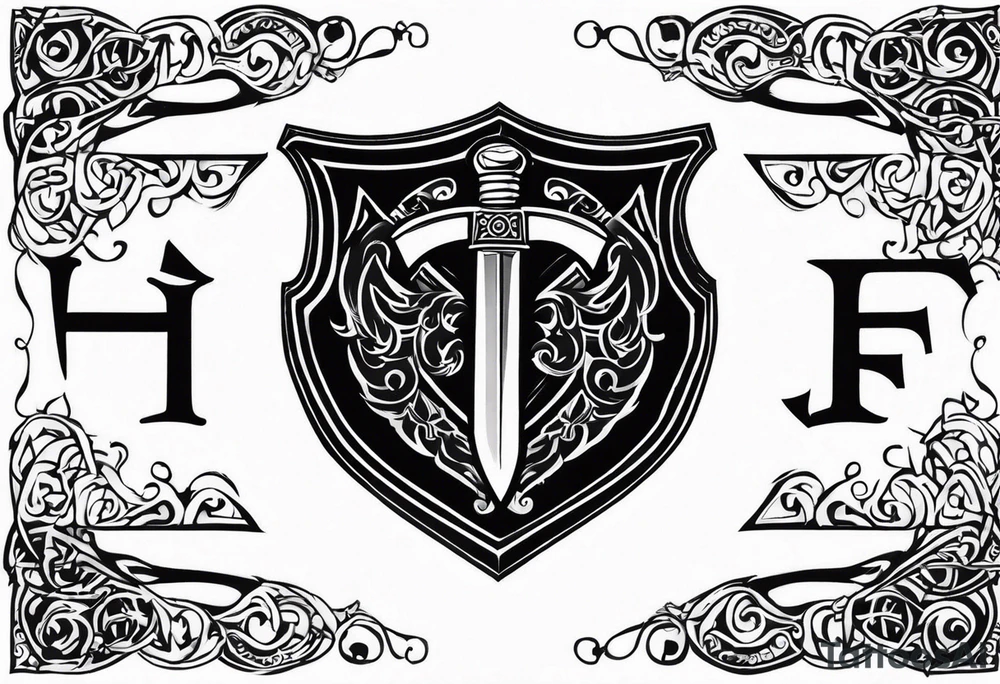 Valhalla shield  sword axe tattoo idea