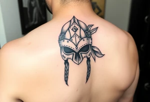 realistic viking helmet with a lot of detail tattoo idea