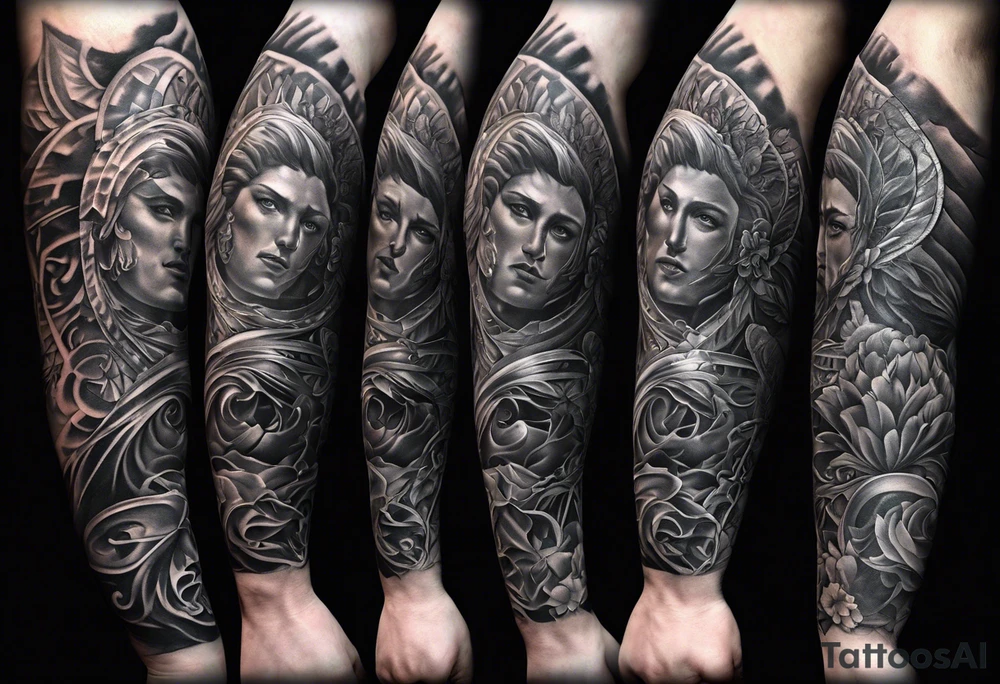 Need to make a cover up for a half sleeve for a male.  Want it to be religious tattoo idea