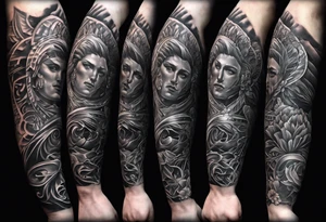 Need to make a cover up for a half sleeve for a male.  Want it to be religious tattoo idea
